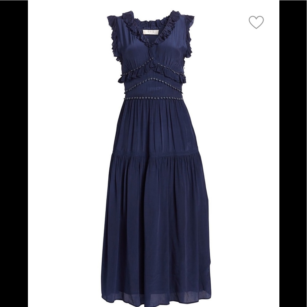 Sea  Hemmingway Ruffle Midi Dress Navy 6